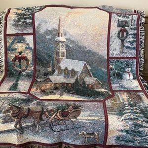 Thomas Kinkade Christmas Trow &Pillow